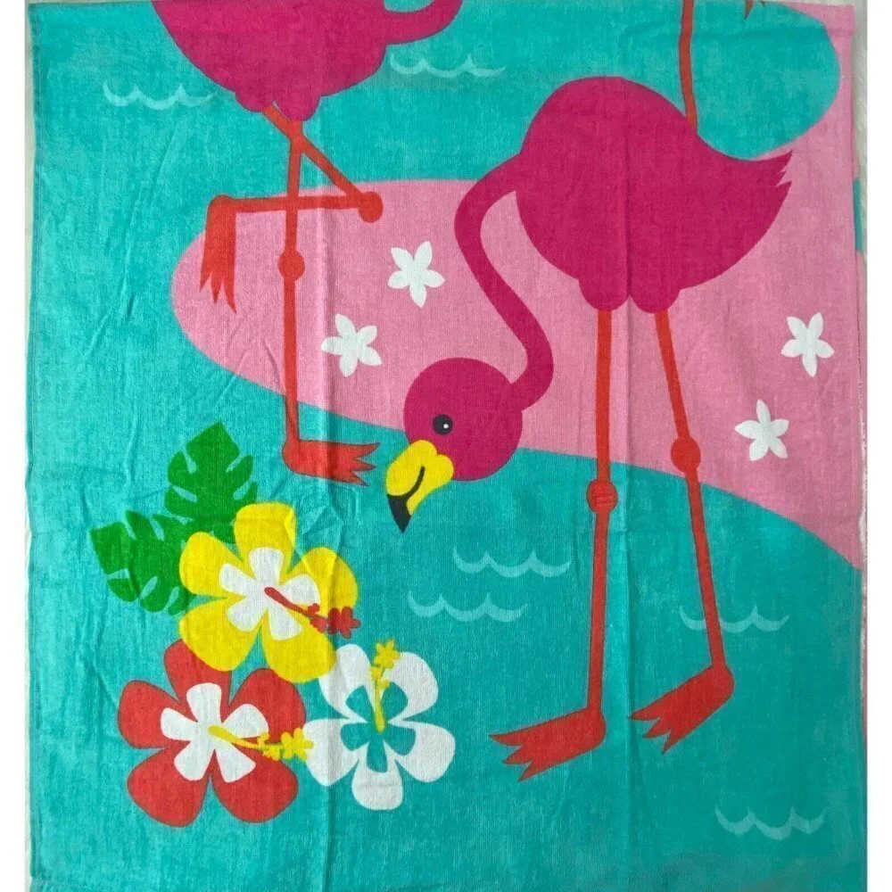 Mainstays Pink Flamingo Cove Beach Towel 28 x 60 Cotton NEW